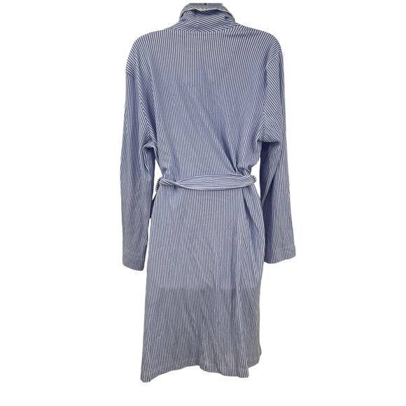 Lauren Ralph Lauren Womens Monogram Robe L Blue White Striped Preppy Old Money - Picture 7 of 10